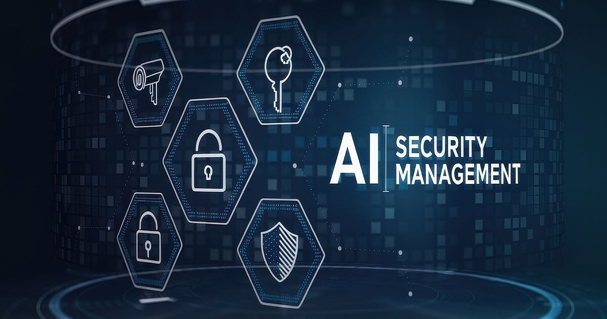 Artificial intelligence robot with warning signs and cybersecurity threat indicators