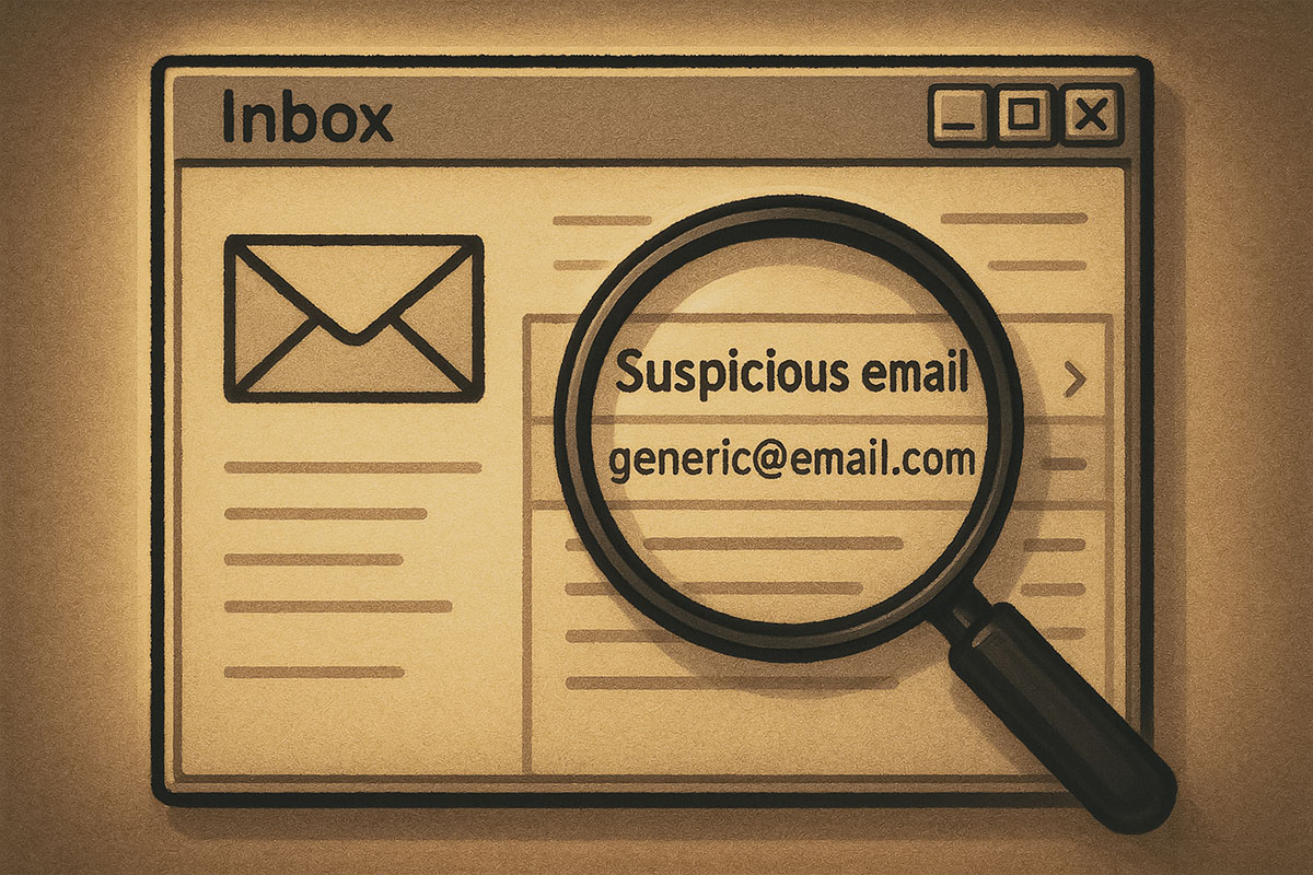 Magnifying Glass above an email